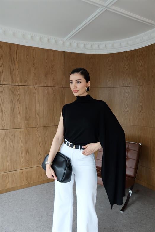 Tek Kollu Siyah Bluz