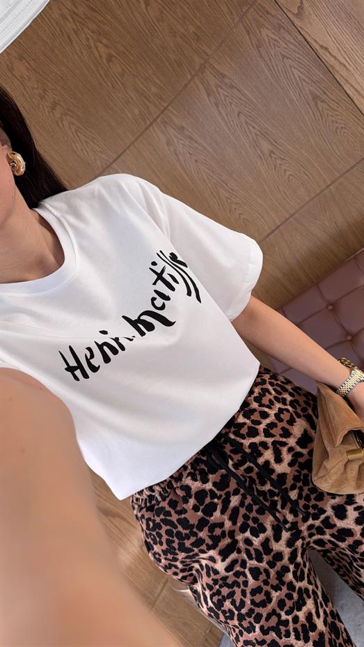 Tok Baskılı Beyaz Basic Tshirt