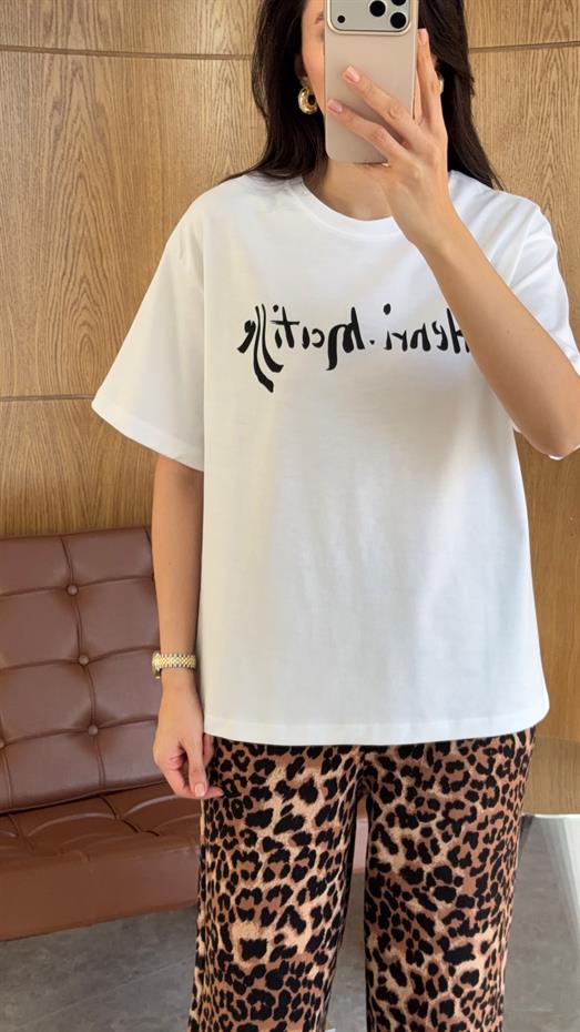 Tok Baskılı Beyaz Basic Tshirt