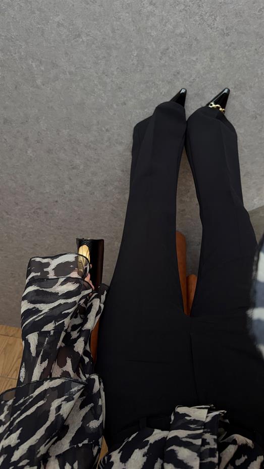 Tok Kumaş Siyah İspanyol Kumaş Pantolon