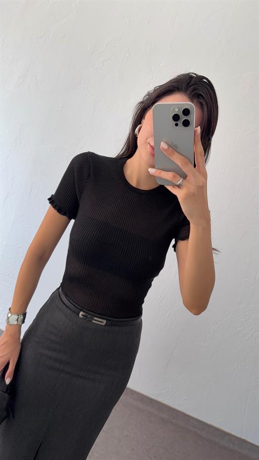 Transparan Siyah Bluz