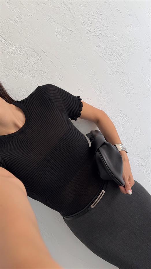 Transparan Siyah Bluz