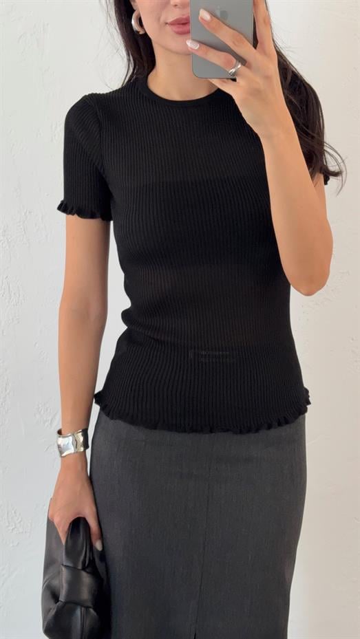 Transparan Siyah Bluz