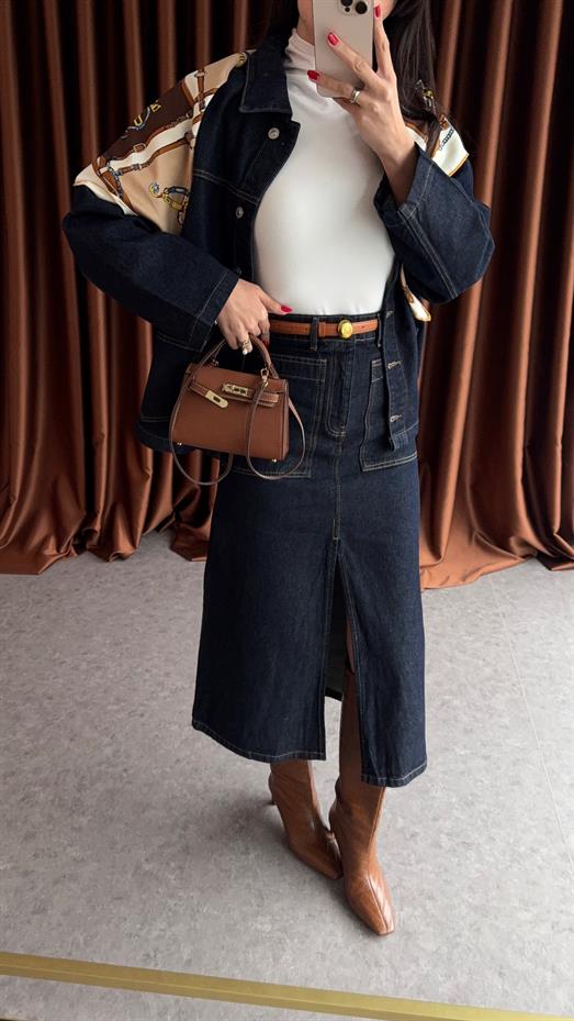 Uzun Denim Etek