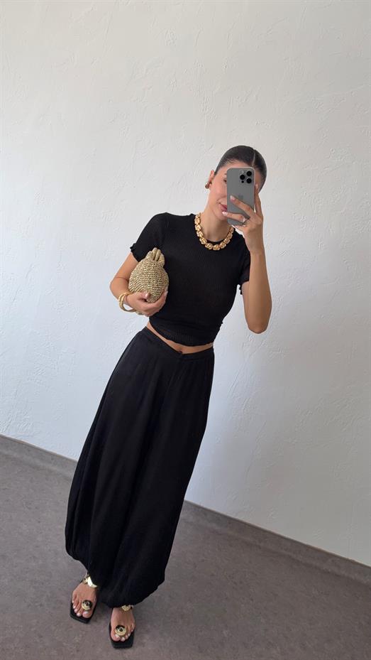 V Kesim Siyah Şalvar