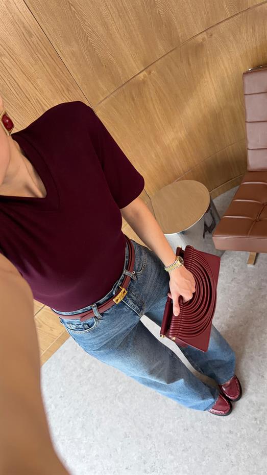 Vatkalı Bordo Bodysuit