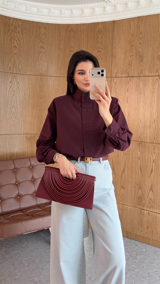 Vatkalı Bordo Gömlek