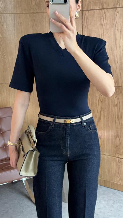 Vatkalı Lacivert Bodysuit