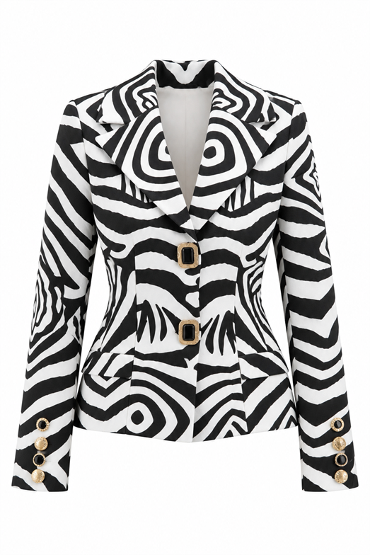 Vatkalı Zebra Desen Ceket