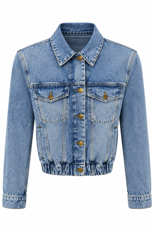 Vintage Yıkamalı Crop Denim Ceket