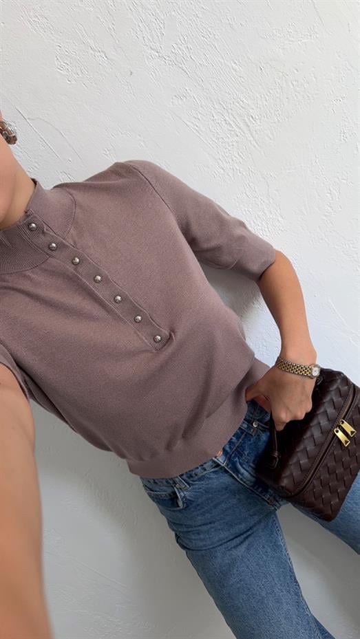 Vizon Düğmeli Triko