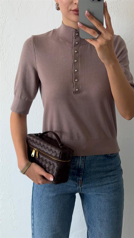 Vizon Düğmeli Triko