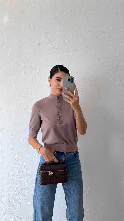 Vizon Düğmeli Triko