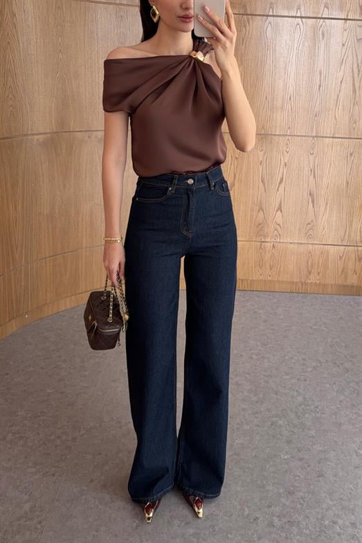 Wide Leg Lacivert Jean