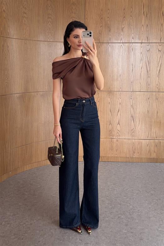 Wide Leg Lacivert Jean