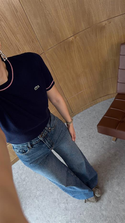 Yaka Biyeli Lacivert Triko