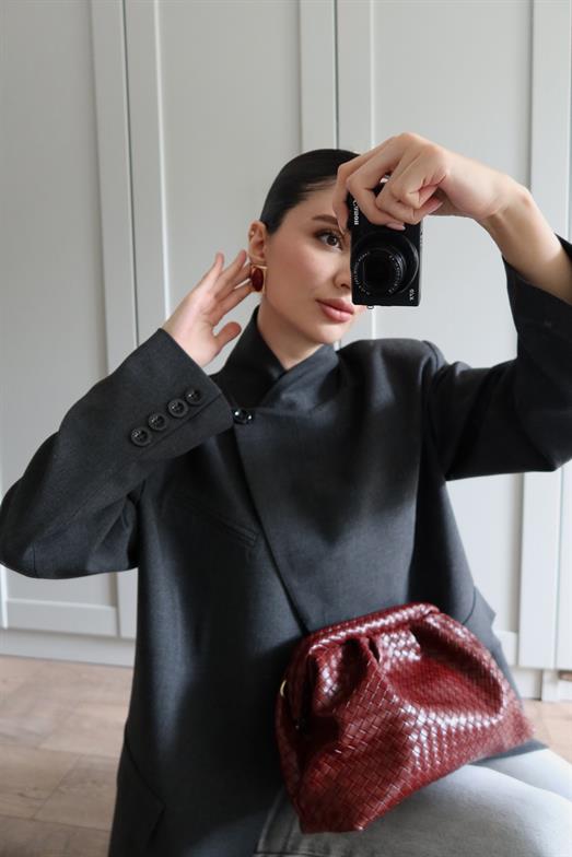 Yaka Düğmeli Antrasit Blazer(11 Kasımda Kargolanacaktır,Ön Sipariştir.)