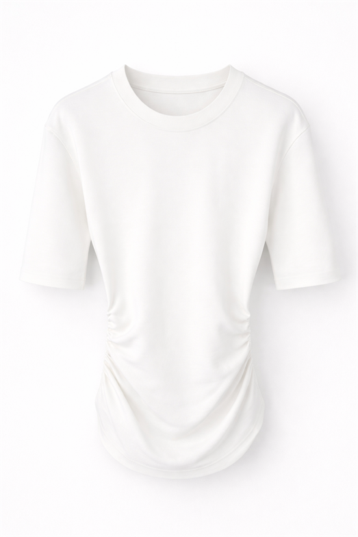 Yanları Büzgülü Beyaz Bluz