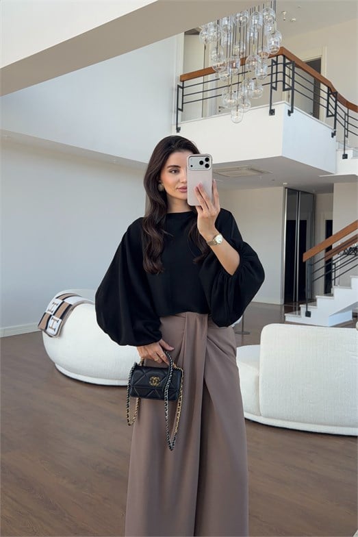 Yarasa Kol Siyah Triko
