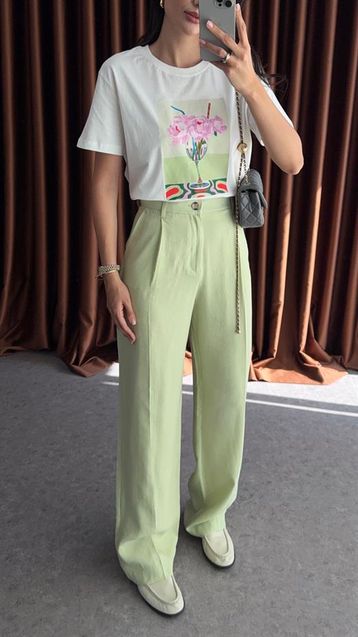Yazlık Mint Pantolon