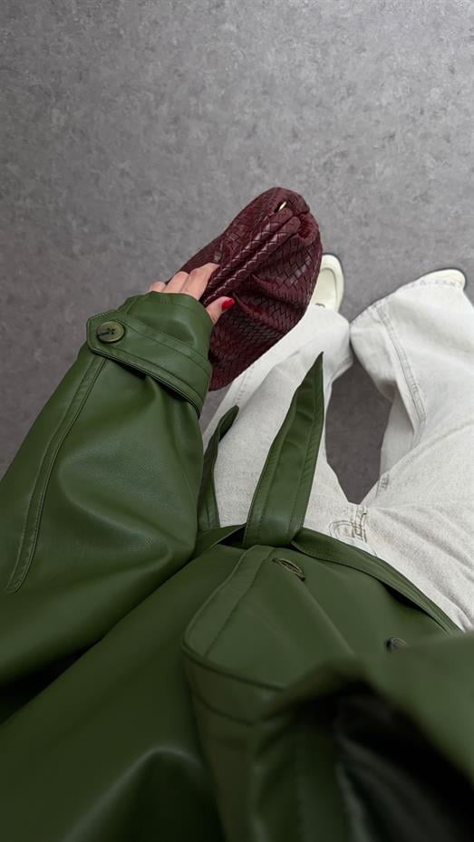 Yeşil Deri Ceket(11 Kasımda Kargolanacaktır,Ön Sipariştir.)