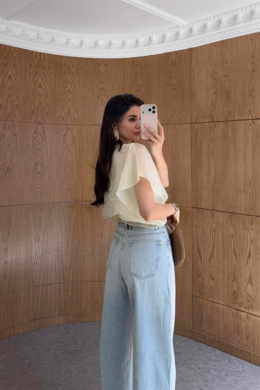 Yıkamalı Açık Mavi Balon Jean