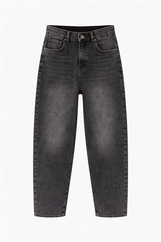 Yıkamalı Antrasit Baggy Jean