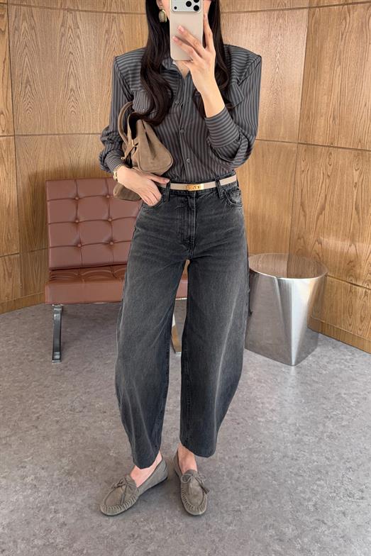 Yıkamalı Antrasit Balon Jean