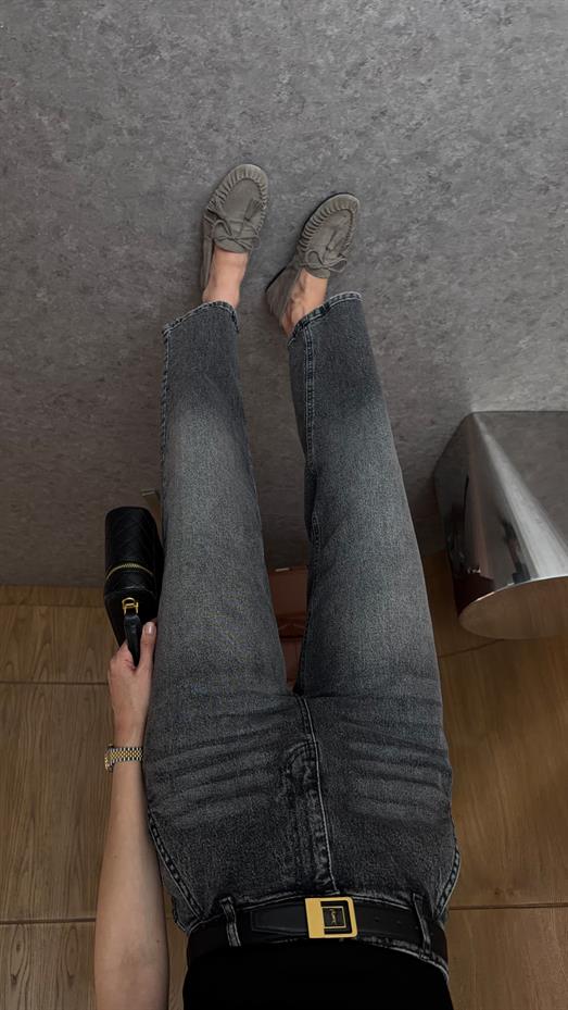 Yıkamalı Antrasit Skater Jean