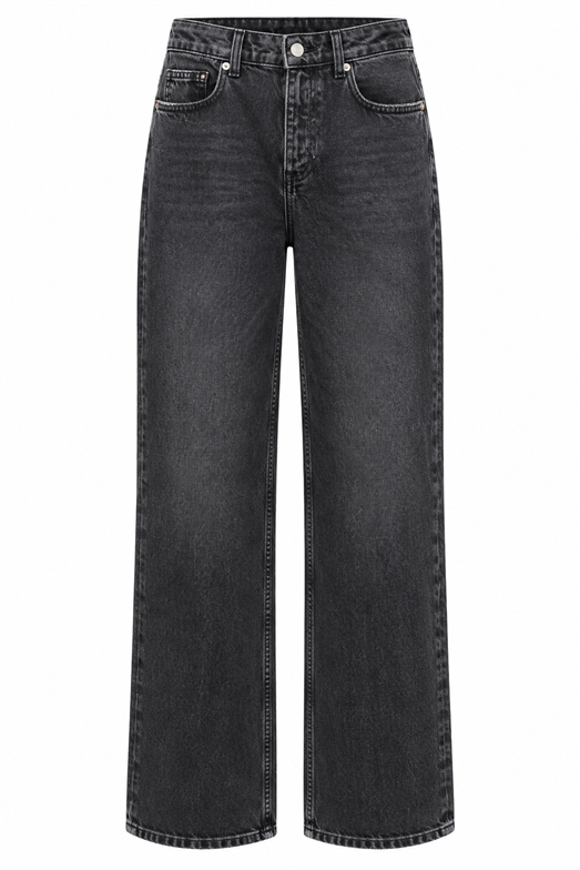 Yıkamalı Antrasit Straight Jean