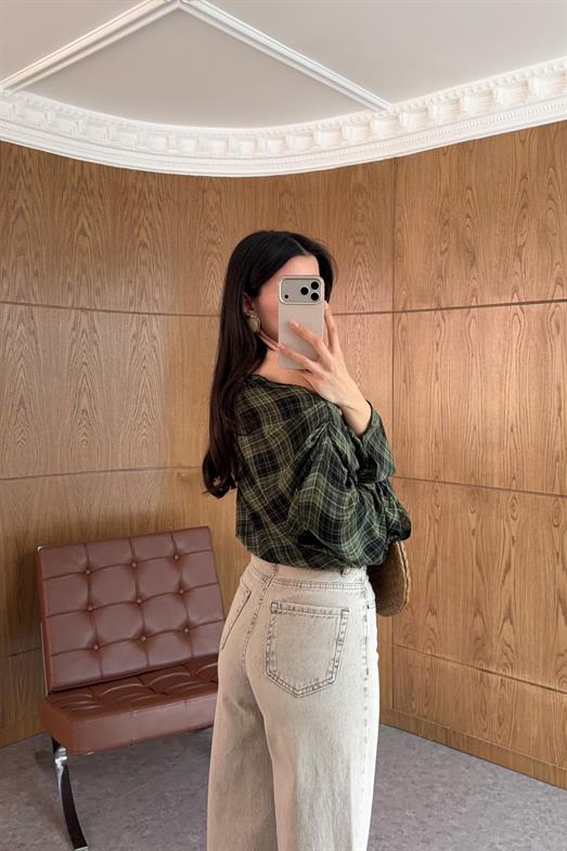 Yıkamalı Bej Wide Leg Kesik Paça Jean