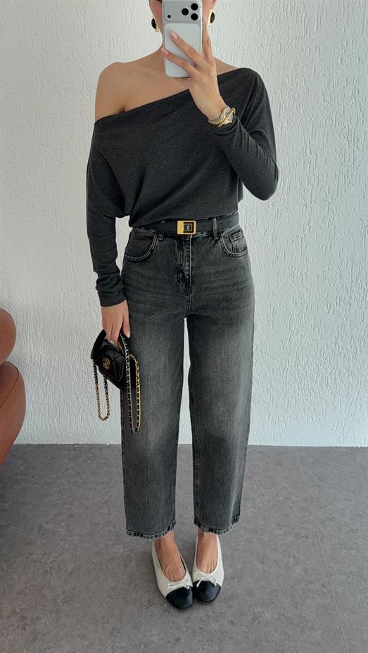 Yıkamalı Gri Skatter Jean