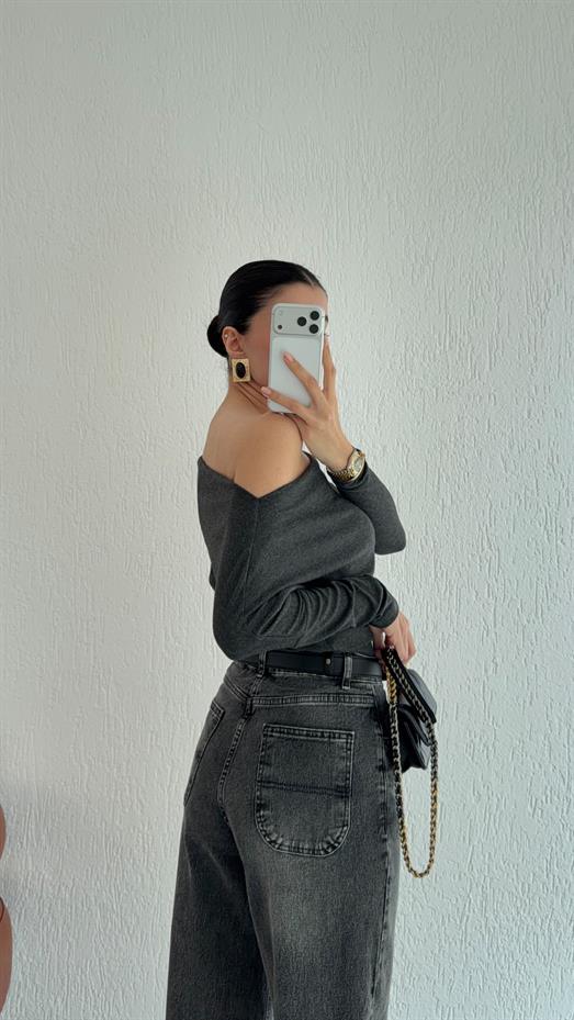 Yıkamalı Gri Skatter Jean