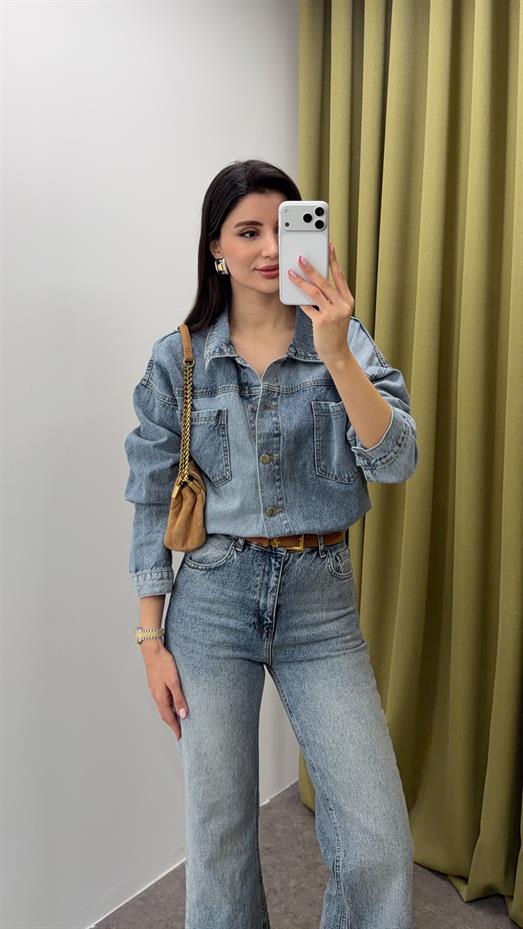 Yıkamalı Mavi Ceket