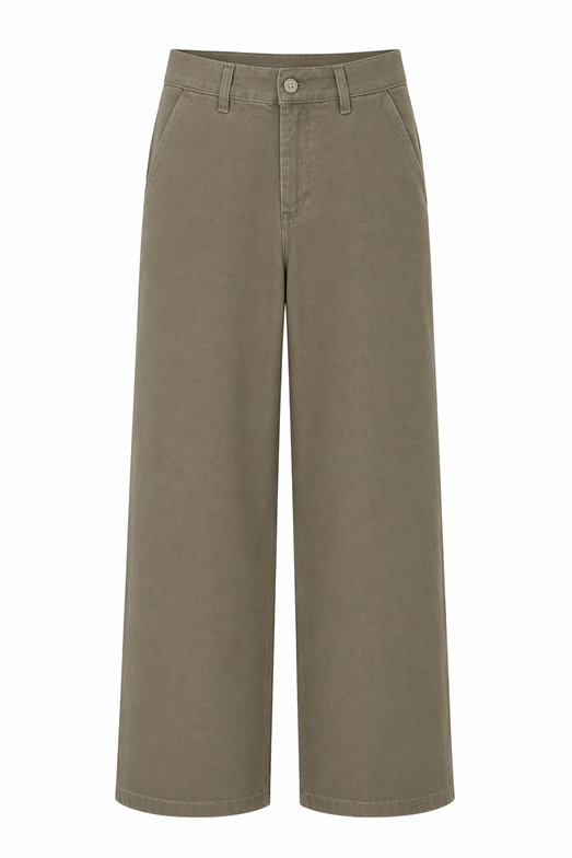 Yüksek Bel Geniş Paça Haki Jean