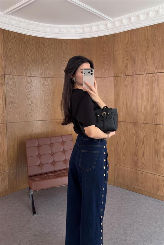 Zımbalı Lacivert Jean