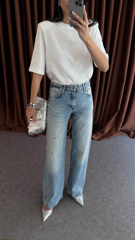 Zımbalı Straight Açık Jean