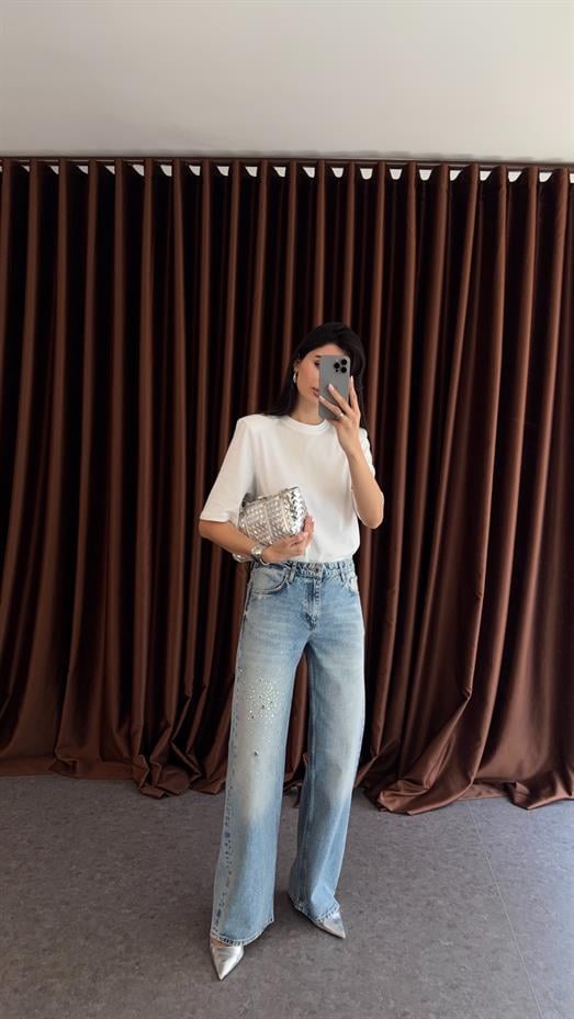 Zımbalı Straight Açık Jean