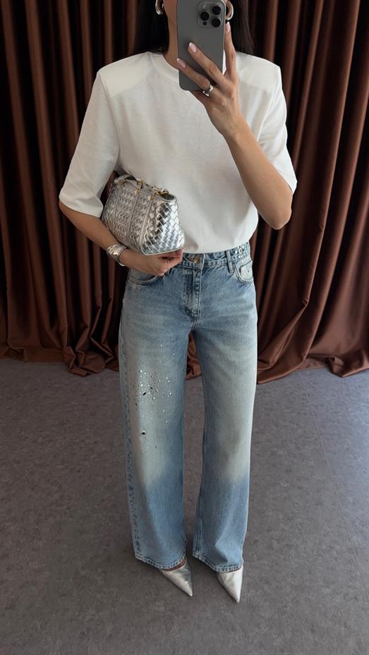 Zımbalı Straight Açık Jean