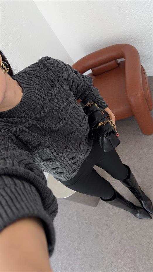 Zincir Örgü Antrasit Kazak