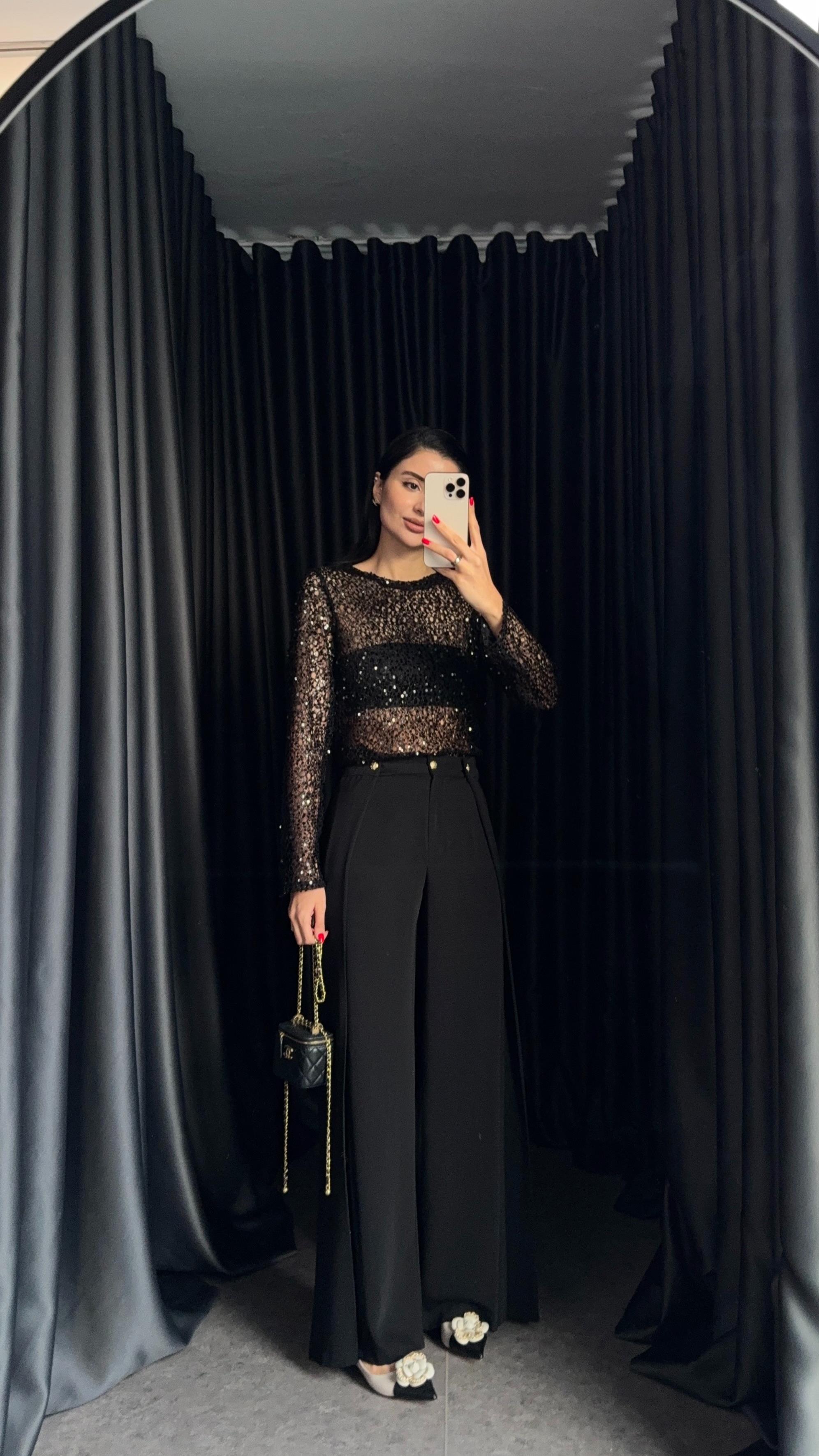 3 Düğmeli Siyah Pantolon