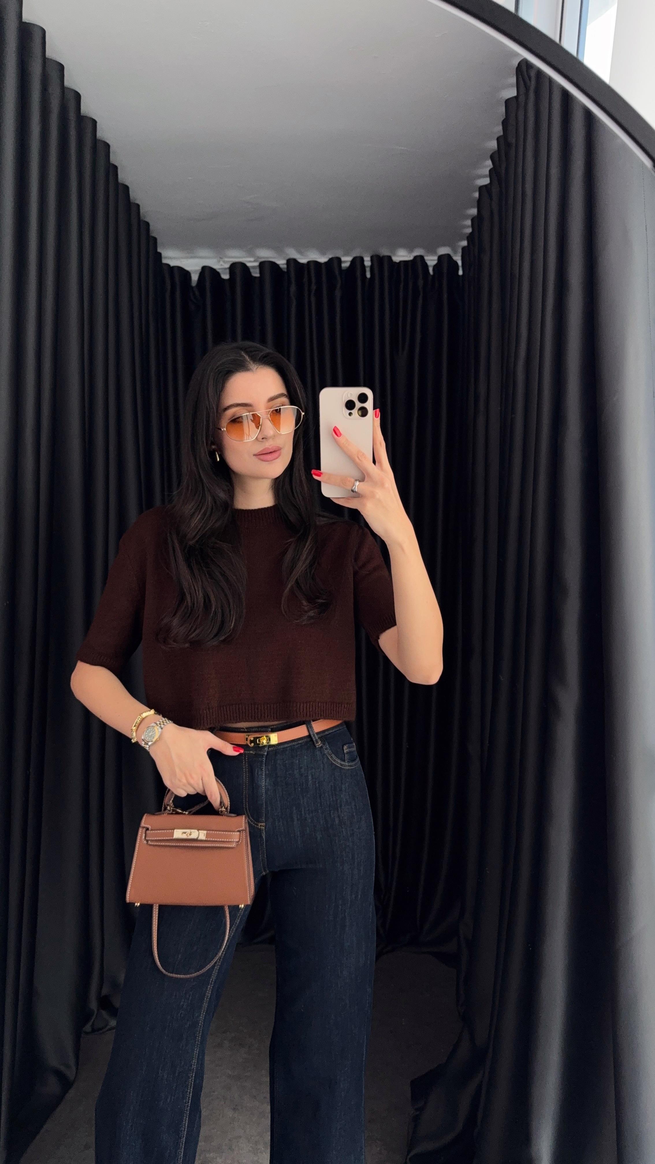 Acı Kahve Crop Triko