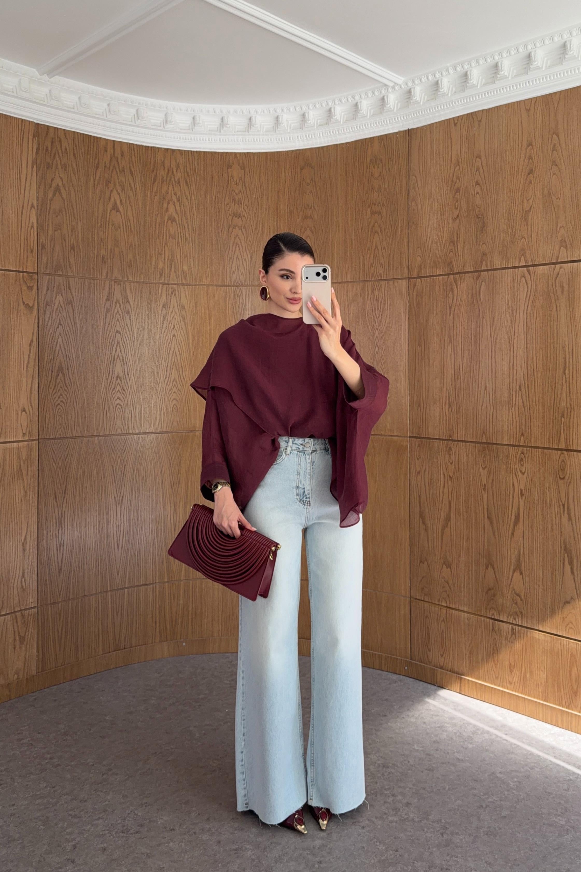 Açık Mavi Kar Yıkama Wide Leg Jean