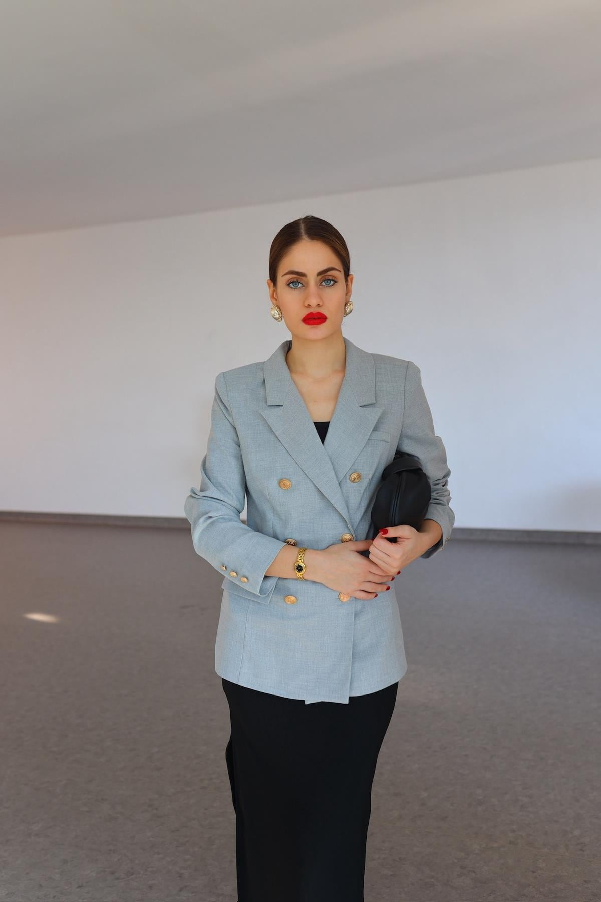 Astarlı Gri Fit Ceket