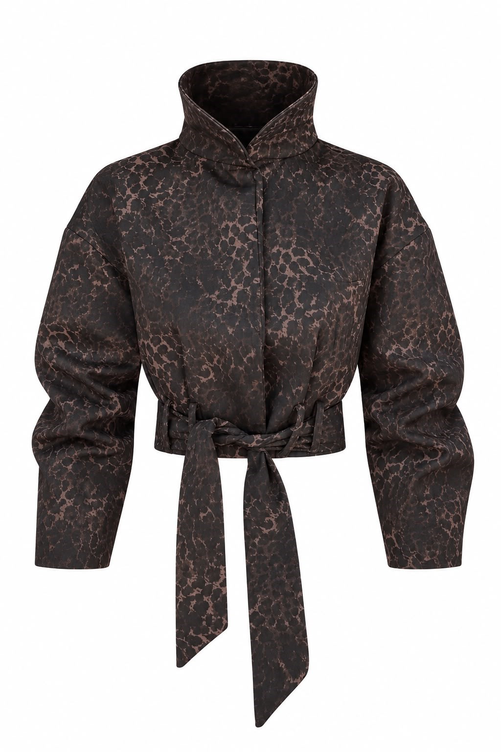Bağlamalı Astarlı Leopar Ceket