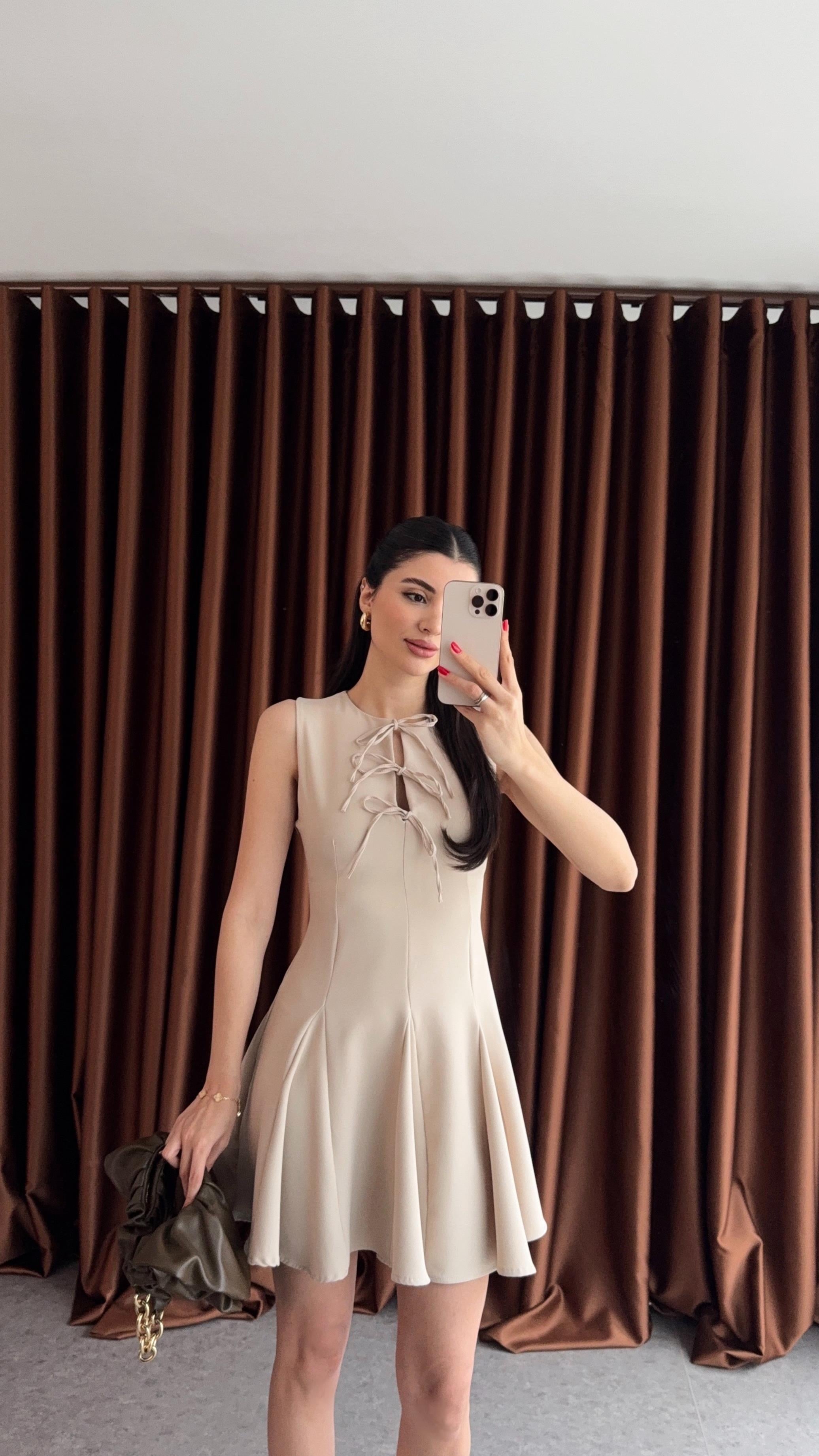 Bağlamalı Nude Elbise