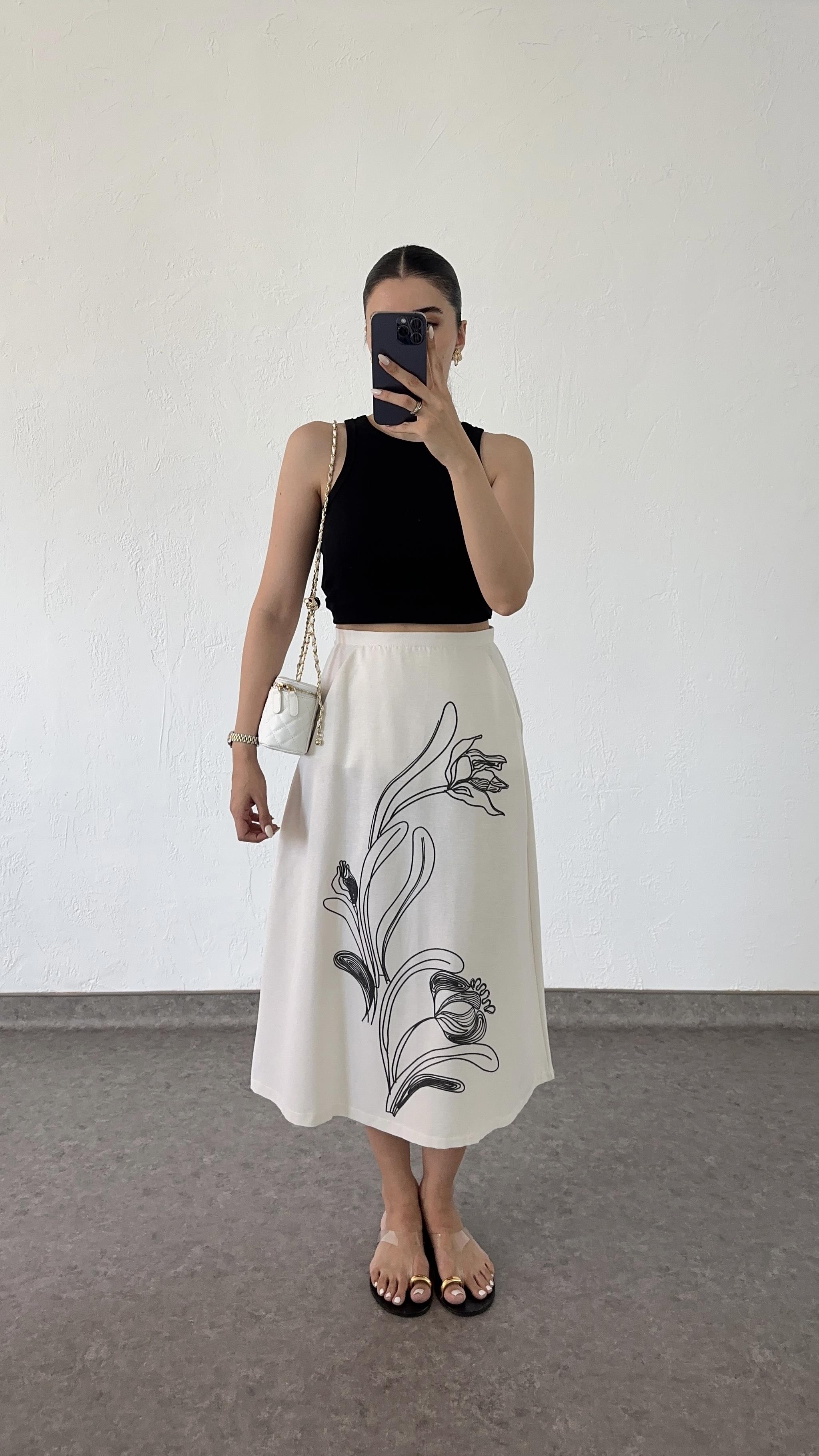 Baskılı Keten Etek