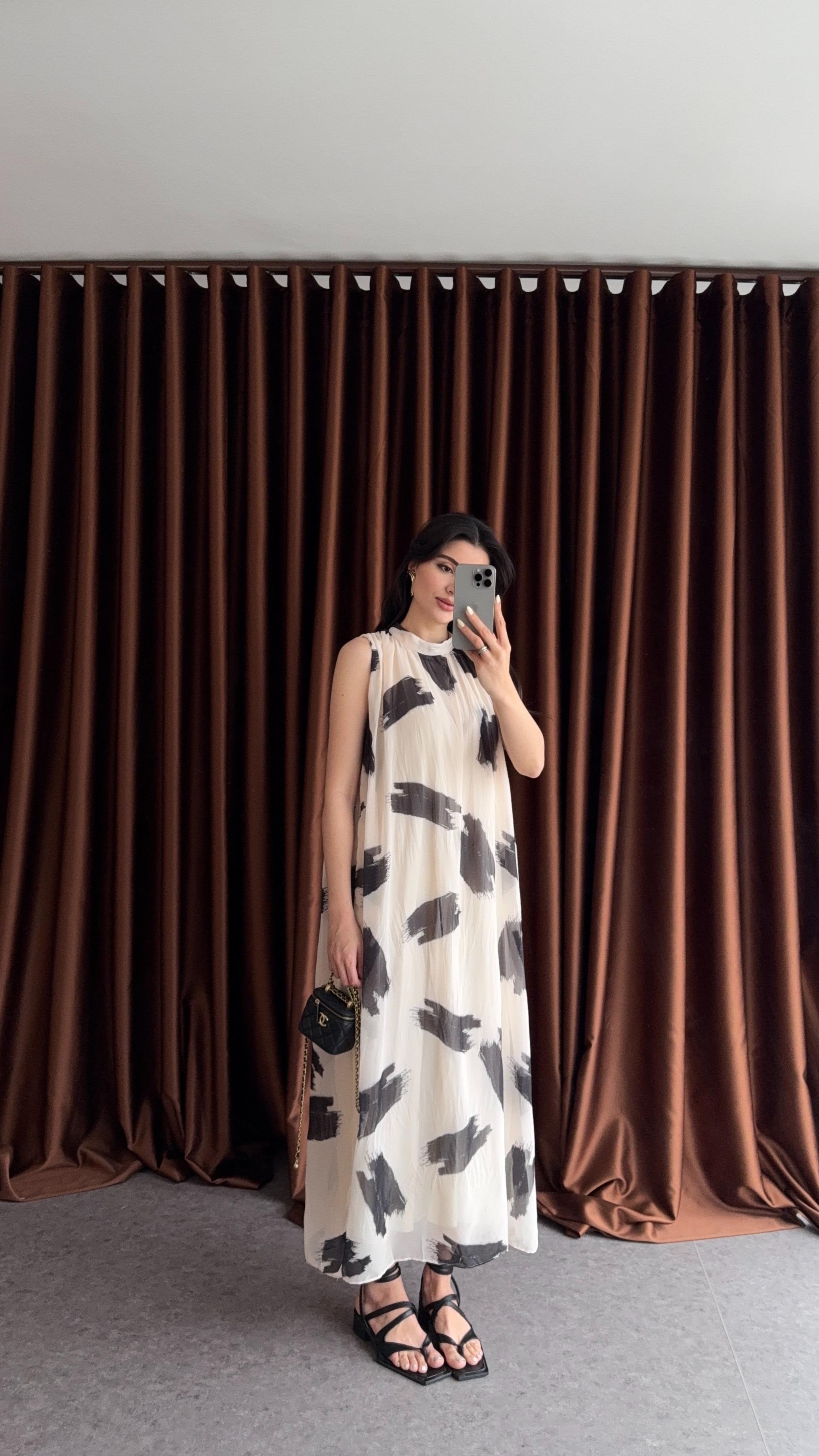 Baskılı Şifon Elbise