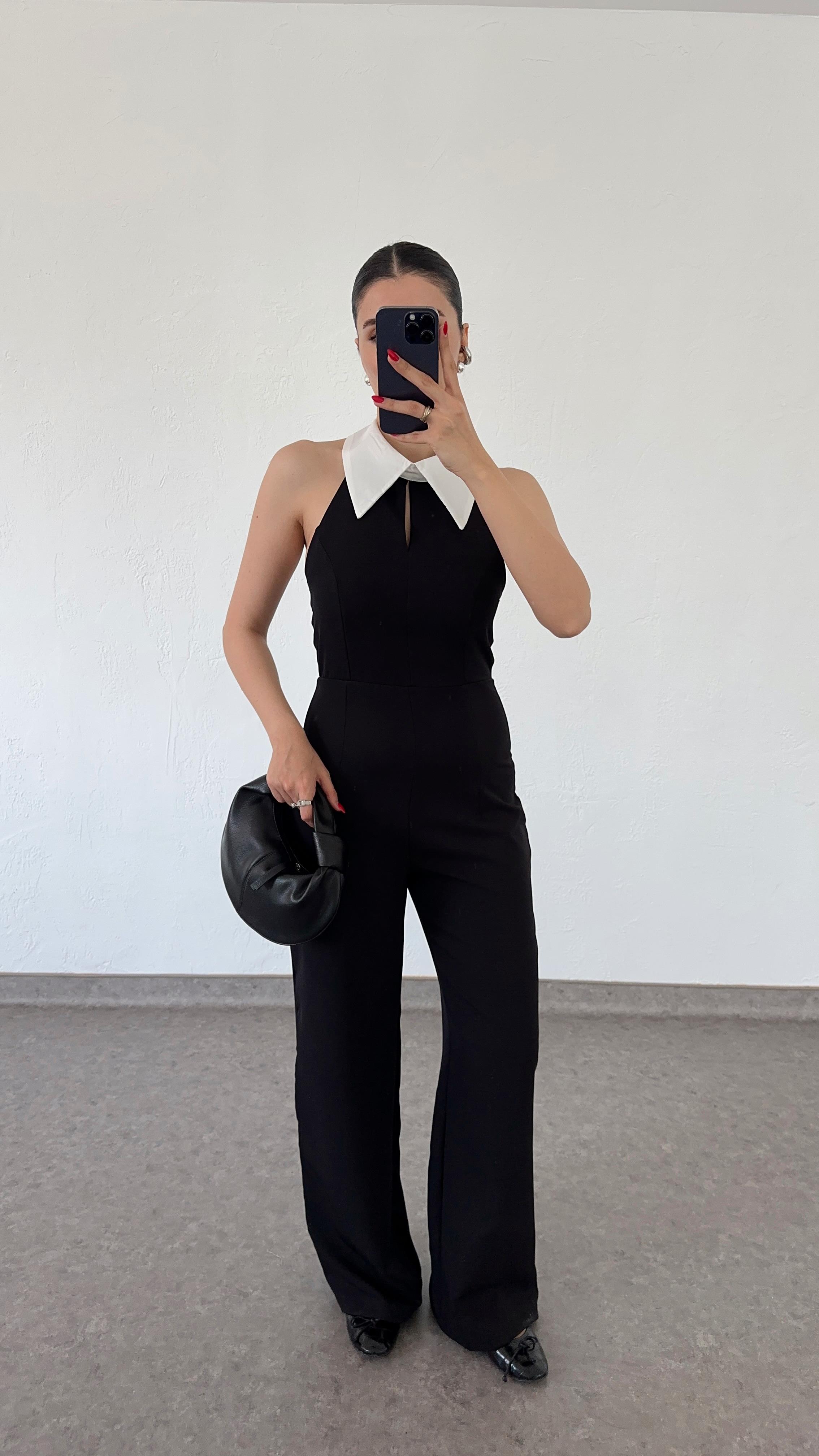 Bebe Yaka Siyah Tulum