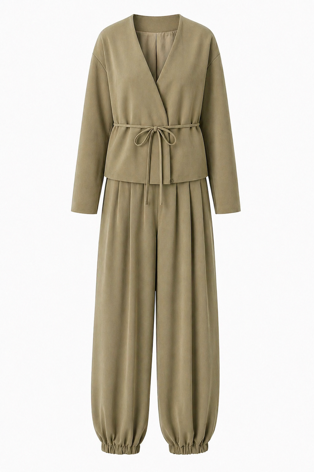 Bej Kimono-Şalvar Takım